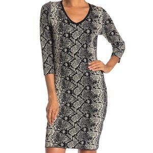 NWT Snake print sweater dress, cream & black, L